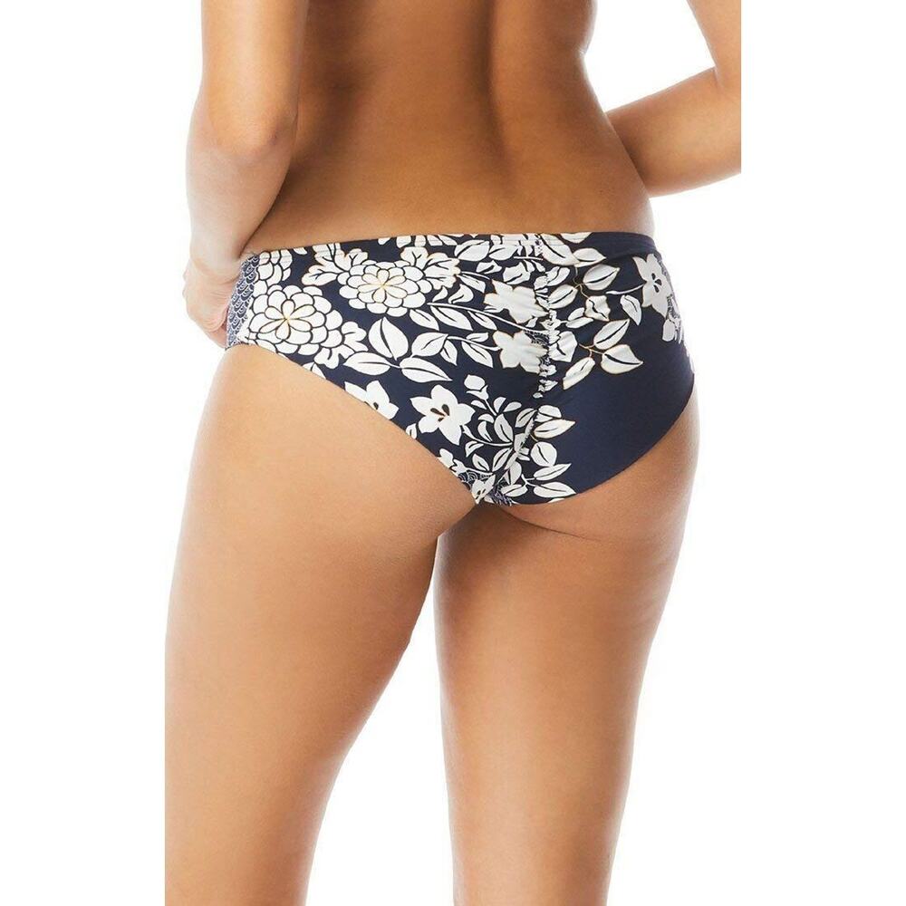 Vince Camuto Zen Garden Shirred Smooth Fit Cheeky Bikini Bottoms Deep Sea Size S - Picture 2 of 2